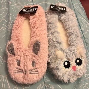 Fuzzy Fun Slipper Socks - 2 Pairs